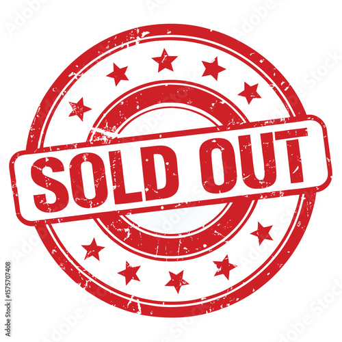 Red Grunge Sold Out Star Rubber Stamp