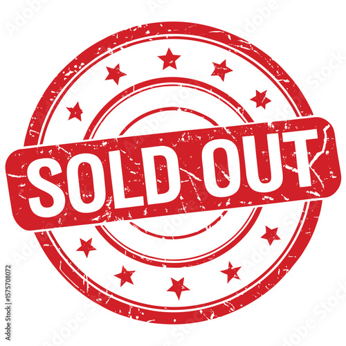 Red Grunge Sold Out Star Rubber Stamp