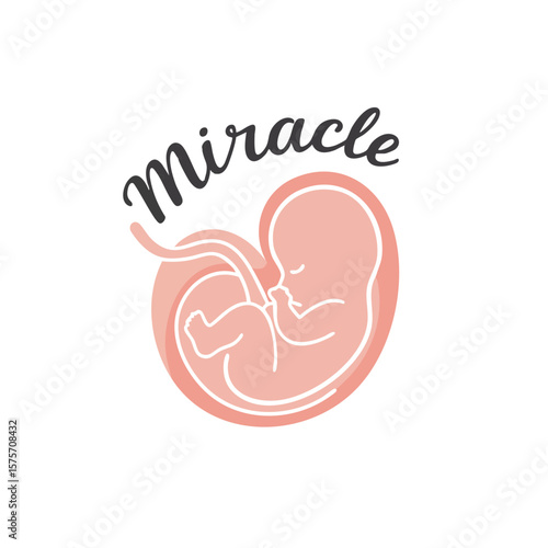 Fetus in Abstract Womb with ‘Miracle’ Label Flat Badge