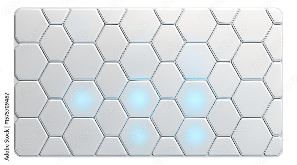 Naklejka premium Smooth ceramic-like surface with interactive touch-sensitive hexagons.