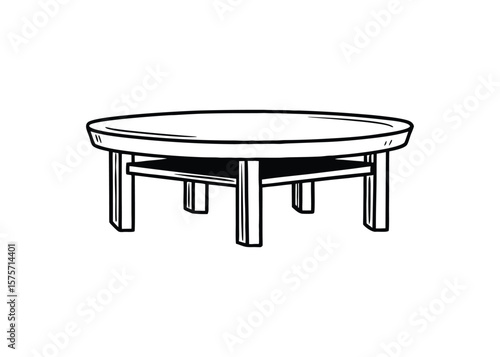 Silhouette of coffee table isolated on a white background