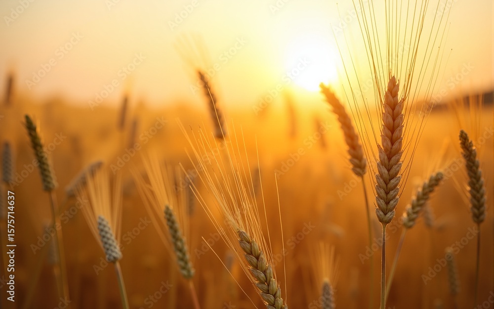 Obraz premium sunlight shining on golden wheat fields, symbolizing a natural harvest and the beauty of agriculture. High quality