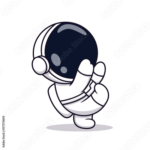 Cute Astronaut Running Cartoon Vector Icon Illustration. Science Technology Icon Concept Isolated Premium Vector. Flat Cartoon Style