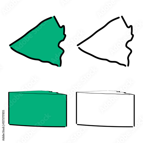 Hand-drawn vector map of Quba region, Azerbaijan for presentations.