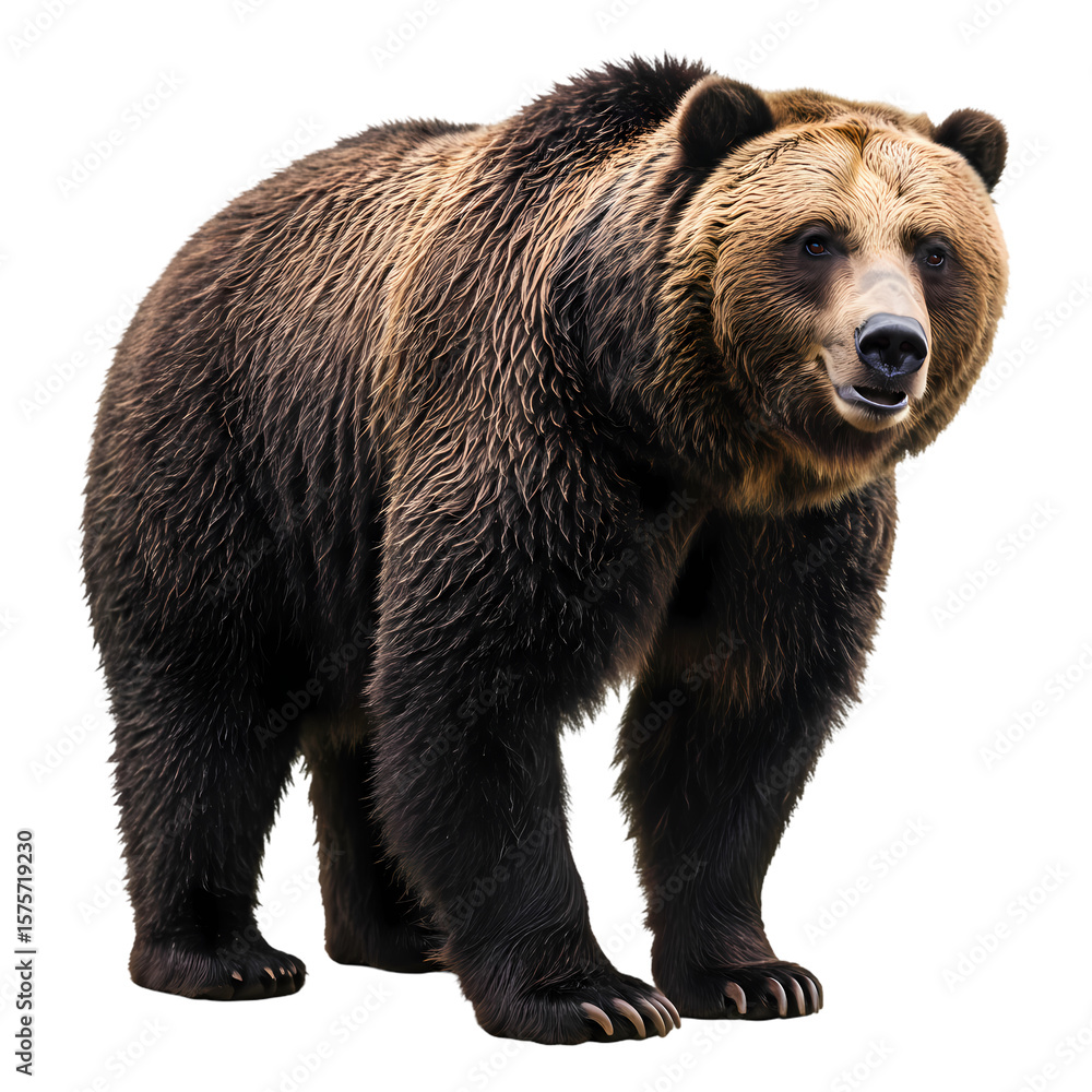 Fototapeta premium Grizzly Bear Majestic Presence isolated on transparent background