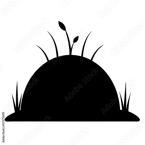 Haystack with grass black vector icon on white background.