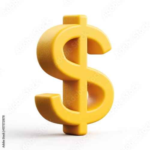 Golden Dollar Sign on White Background, Symbolizing Investment and Financial Success for Business Growth : Generative AI