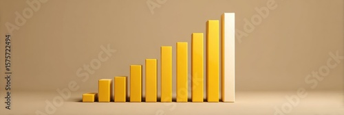 Rising Bar Graph in Golden Tones, Symbolizing Business Growth and Financial Success, Ideal for Investment and Marketing Presentations : Generative AI