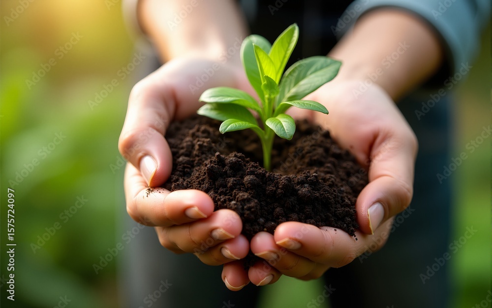 Human hand and natural organic waste for garden fertilization close up. AI generation. High quality Human hand and natural organic waste for garden fertilization close up. AI generation. High quality