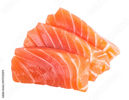 Fresh salmon slices on black background