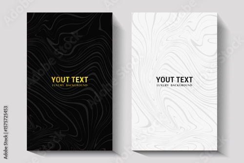 Elegant marble texture. Vector background collection with black and white stripe pattern for the cover, suitable for invitation templates, wedding cards, contemporary menu design, notebooks