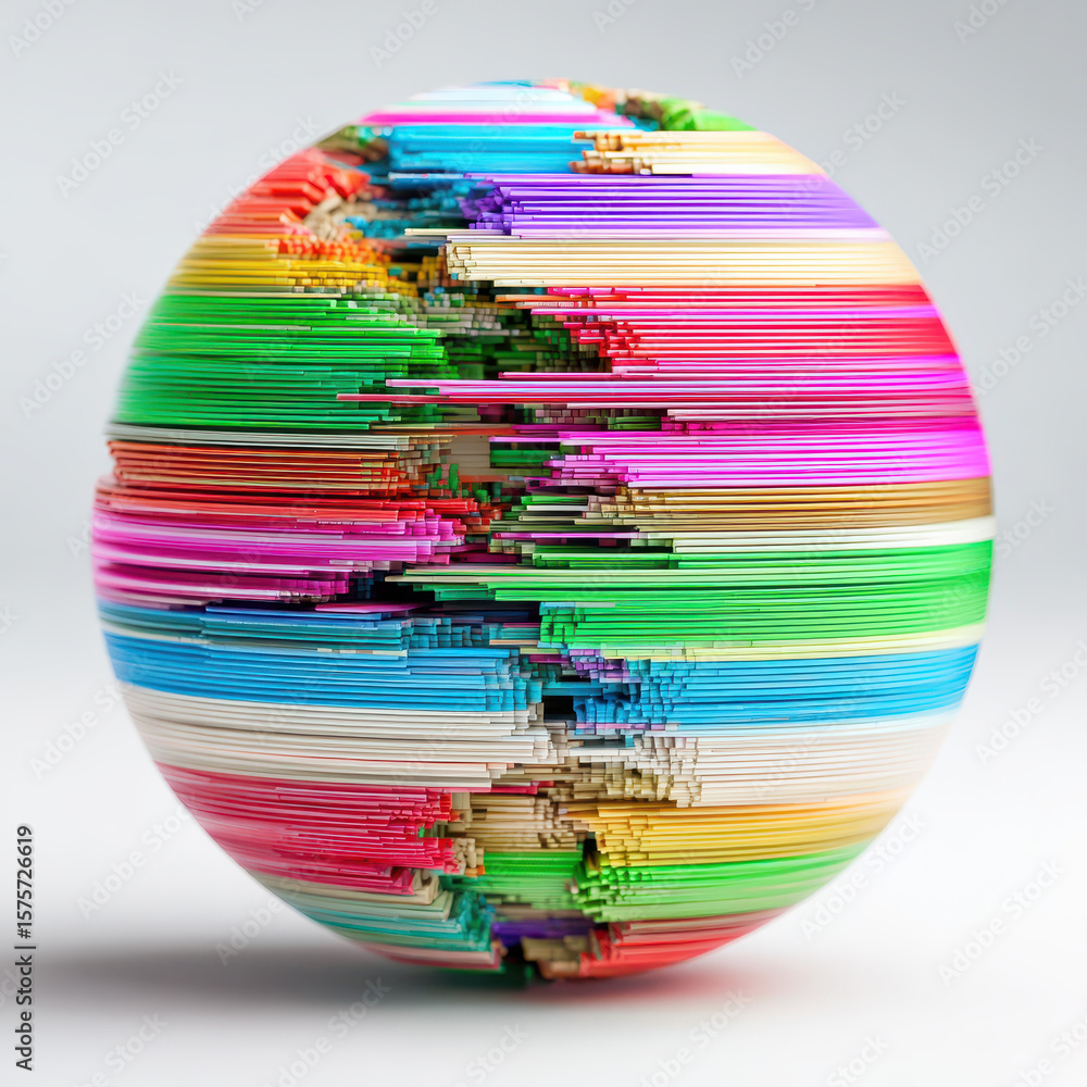 Obraz premium Colorful abstract sphere with dynamic layered geometric patterns