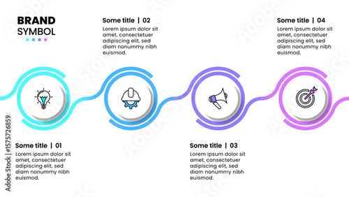 Infographic template. Line with 4 connected circles and icons