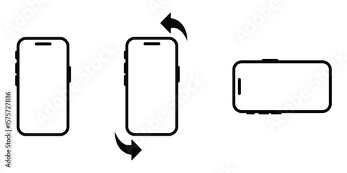 Phone rotate icon set, mobile phone icon. Device rotation symbol. Smartphone icon isolated, Mobile screen rotation icon. vector illustration. 