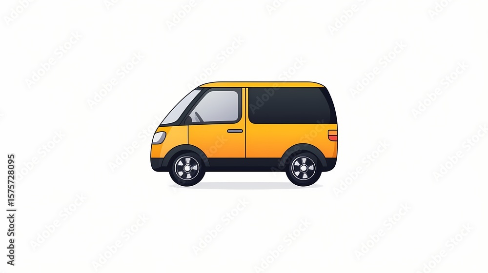 Fototapeta premium Side view of a simple, cartoon-style van.