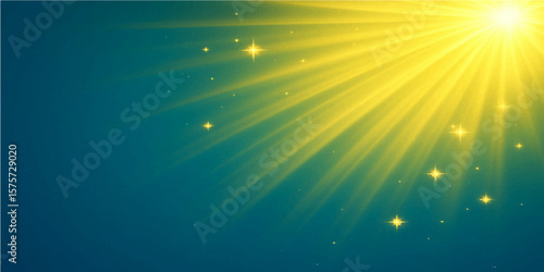 Golden Rays of Hope: A luminous spectacle of radiant light bursts forth from the celestial sphere. The scene exudes a serene, uplifting essence. Capturing the essence of warmth, hope.