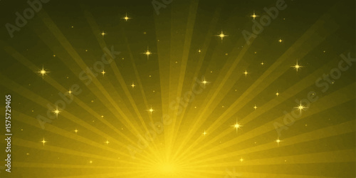 Yellow abstract background with soft golden light beams and glowing sparkle effects