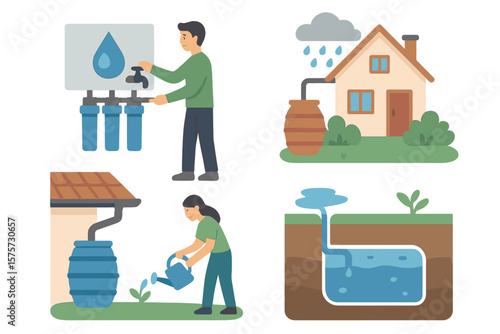 Water conservation practices for sustainable home gardening and eco-friendly living in a suburban area
