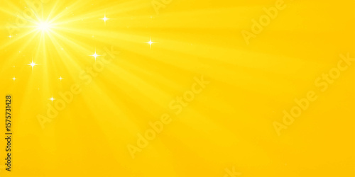 Bright yellow light abstract background with glow particles and radiant wave effect