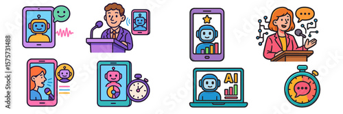 Engaging with artificial intelligence in various communication scenarios and settings