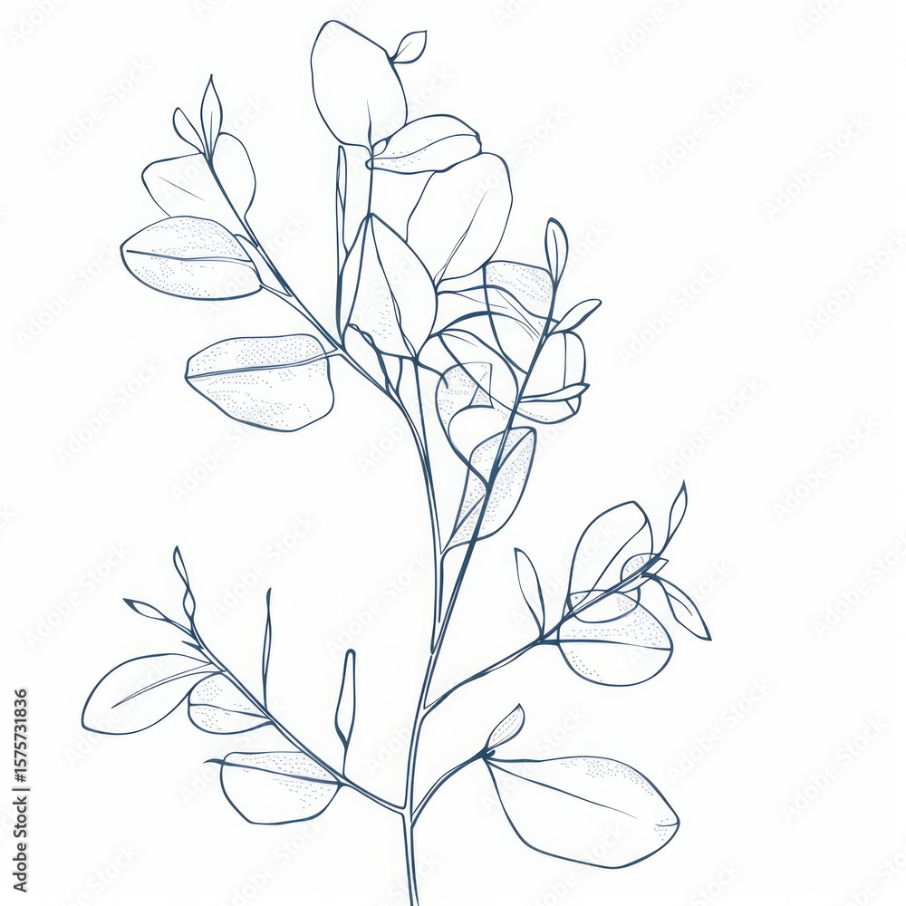 Fototapeta premium Minimalistic line art of Botanical wall art