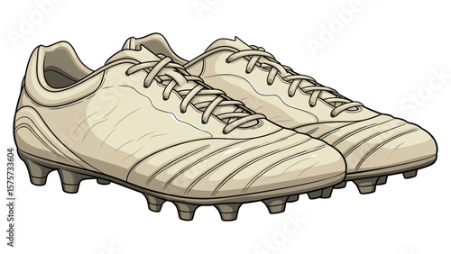 Illustration of soccer cleats or football boots for professional sport equipment design