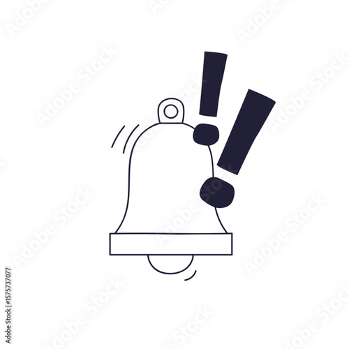 A minimalist line art icon of a ringing bell with two exclamation marks. It symbolizes an urgent alert, important notification, or a critical warning.