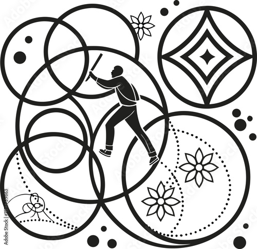 Here's your sentence:

A vibrant vector illustration of a woman cyclist enjoying a fun and speedy ride