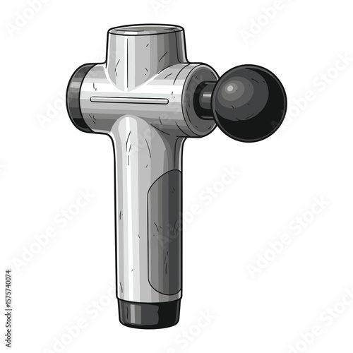 Massage Gun Illustration: Relaxation Therapy Tool for Muscle Relief and Recovery