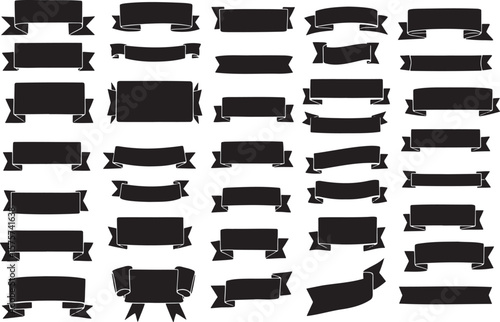 Black Silhouette Vector Ribbon Collection