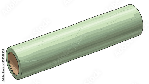 Minimalist Sage Green Paper Roll Illustration for Creative Design Projects, Isolated Graphic Element