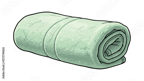 Rolled Soft Spa Towel Illustration, Freshly Laundered Textile for Hygiene and Comfort