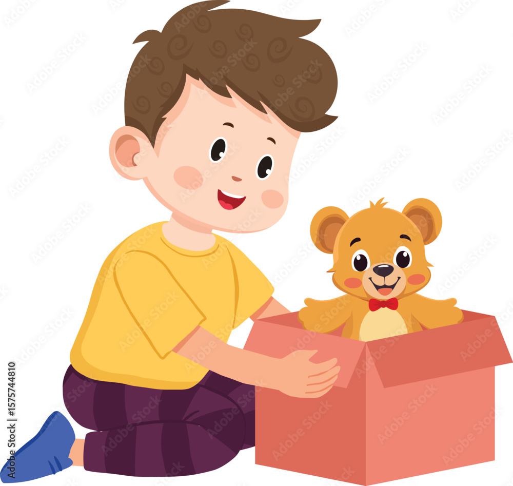 Fototapeta premium Cute Boy Play with Toy