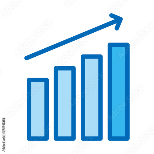 グラフ　単体　上昇　上がる　矢印　成長　青