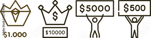 Winning Big: Icons of Financial Success, Rewards, and Achievement with Dollar Amounts