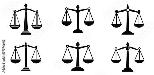Scales of Justice Icon Set for Law Balance and Equality