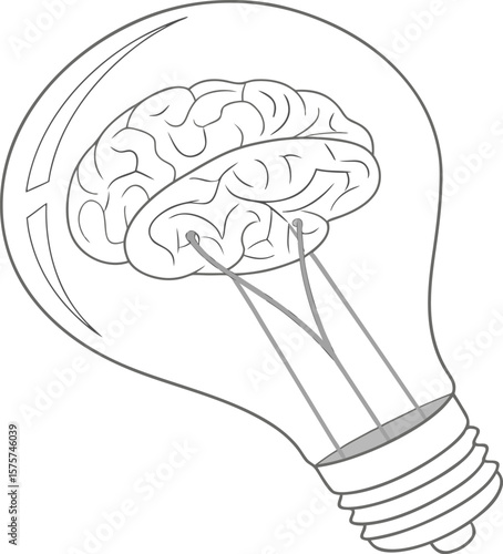 brain inside light bulb creative thinking concept