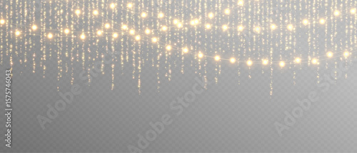 Vector Christmas lights. Christmas garland PNG. Christmas light PNG. Christmas decoration, LED lamps.