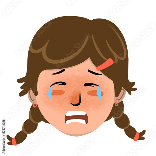 Illustration of a Crying Cartoon Girl