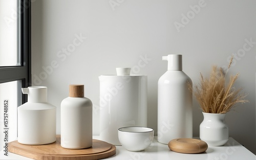 Zero-waste lifestyle with reusable products in a clean, minimalist home. High quality