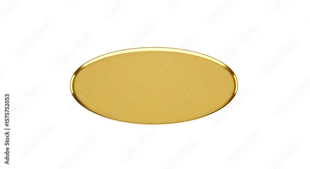 Golden oval plate on a bright white background captures modern minimalism Golden oval plate on a bright white background captures modern minimalism