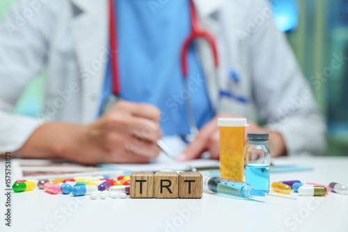 A physician detailing crucial TRT treatment, emphasizing the medical supplies and necessary medications