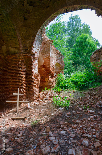 Ruins of Church of St. Peter and Paul in village of Vyshov, Mogilev region, Belarus