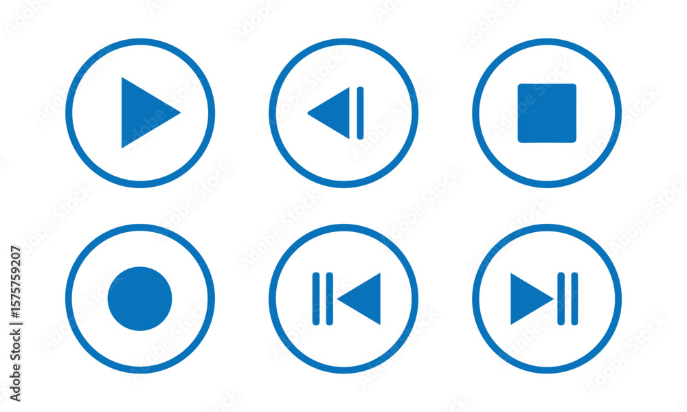 Media player flat icons set. Audio, volume, Play, pause, stop, forward, interface, design media player buttons, vector illustration EPS 10. Media player flat icons set. Audio, volume, Play, pause, stop, forward, interface, design media player buttons, vector illustration EPS 10.