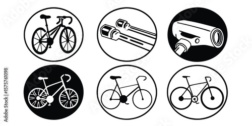 Set of 6 bicycle and bike lock icons vector