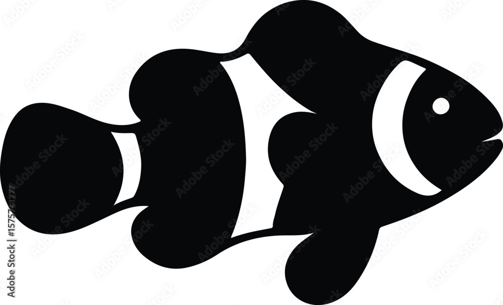 Silhouette clownfish anemonefish tropical fish graphic simple Vector illustration Silhouette clownfish anemonefish tropical fish graphic simple Vector illustration