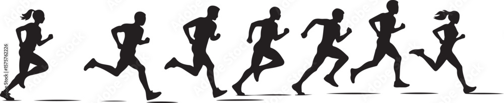 Diverse runners in motion running athletic Diverse runners in motion running athletic