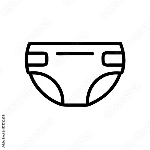 Baby briefs icon reflects hygiene and softness. Perfect for parenting visuals, baby clothing packaging, or childcare products.