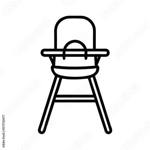 High chair icon represents baby feeding and parenting. Great for baby product branding, parenting blogs, or family lifestyle visuals.