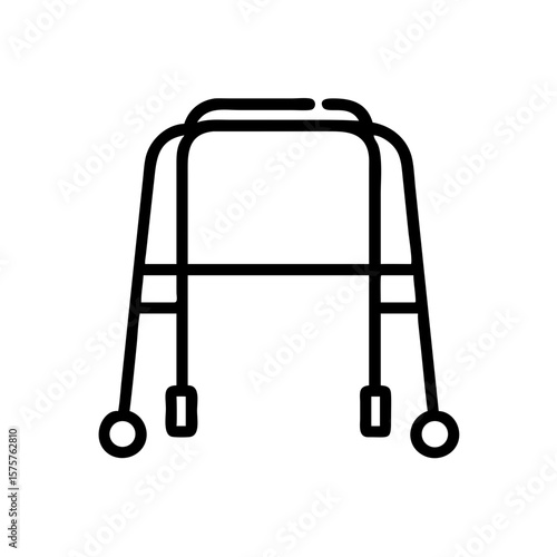 Walker icon symbolizes elderly mobility, rehabilitation, and healthcare. Suitable for medical visuals, geriatric care, and rehabilitation-related designs.
